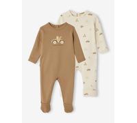 Lot de 2 pyjamas bébé garçon naissance transformables écru 1M(54CM)