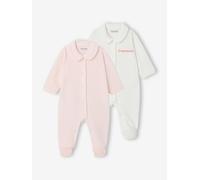 Lot de 2 pyjamas bébé mixtes en velours ouverture naissance rose 1M(54CM)