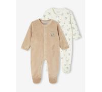 Lot de 2 pyjamas bébé naissance en velours beige 1M(54CM)
