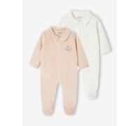 Lot de 2 pyjamas bébé naissance en velours rose 1M(54CM)