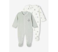 Lot de 2 pyjamas bébé naissance en velours vert d'eau 1M(54CM)