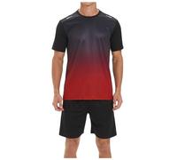 Lot de 2 pyjamas courts pour homme - Ensemble pyjama classique et pantalon - Ensemble pyjama amusant - Combinaison légère et tendance, rouge, 5XL