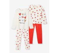 Lot de 2 pyjamas fille coeurs ivoire 12A