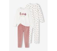 Lot de 2 pyjamas fille velours fruits écru 2A