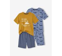 Lot de 2 pyjashorts garçon baleines BASICS lot moutarde et bleu 2A