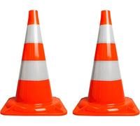 lot de 2 pylônes 50cm, cônes d'avertissement, 2 cônes de circulation pour délimiter les aires de stationnement, cônes d'avertissement, cônes, cônes de marquage, [orange-blanc] - Pylônes réfléchissants