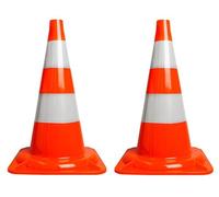 Lot de 2 pylônes de 50 cm, cônes d'avertissement, 2 cônes de signalisation pour délimiter les surfaces de stationnement et de débarras, cônes d'avertissement, cônes, cônes de marquage, orange et blanc