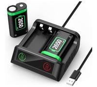 Lot de 2 QUMOX 2650 mAh batteries rechargeables avec chargeur rapide pour Xbox One/Xbox Series X S Xbox One S/Xbox One X/Xbox One Elite manette sans fil G