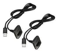 Lot de 2 Qumox câbles de charge 1.5mètres pour Manette Microsoft Xbox 360 sans fil et manettes Xbox 360 Slim sans fil noir NOIR G