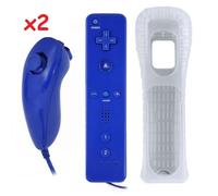 Lot de 2 Qumox Manette Wiimote bleu foncé - Wii Nunchunk - produit Compatible pour wii U wii mini