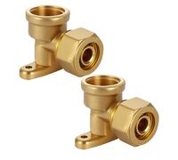 Lot de 2 raccords à vis de 16 mm avec angle mural DVGW 1/2" IG 16 x 2,0 mm, raccord à bague de serrage 90°, raccord coudé de transition pour tube composite multicouche et tube composite en aluminium