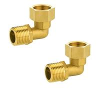 Lot de 2 raccords à vis mobiles en laiton, raccords de tuyauterie en laiton à 90 degrés, raccords de plomberie 1,27 cm mâle x 1,27 cm femelle pour systèmes d'alimentation en eau chaude et froide