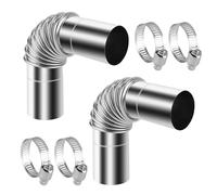 Lot de 2 raccords coudés de 25 mm en acier inoxydable avec 4 pinces de sécurité en acier inoxydable - Chauffage diesel, design de raccordement étanche pour voiture, camion et camping