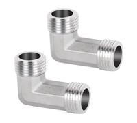 Lot de 2 raccords coudés en acier inoxydable 304 - 90° - DN15 - Coude 1/2" AG/AG - Coude à 90° - Filetage extérieur 1/2" x filetage extérieur - En acier inoxydable sanitaire