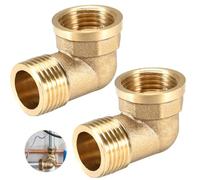 Lot de 2 raccords coudés en laiton 1" IG/AG - 90° - DN25 - Raccords sanitaires - Filetage intérieur x filetage extérieur - Coude de 90°