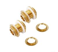 Lot de 2 raccords de cloison en laiton pour réservoirs d'eau et pompes avec joint en silicone (4 cm)