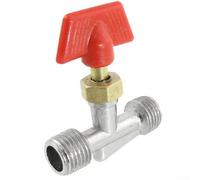 Lot de 2 raccords de compresseur d'air avec poignée en T - Valve manuelle filetée mâle pour compresseur d'air avec ton rouge et argenté, 13 mm