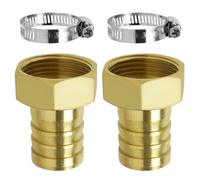 Lot de 2 Raccords de Laiton G1" IG x 25 mm - Raccord Jonction DN25 pour Tuyau d'Arrosage - Antigel avec 2 Colliers de Serrage Inclus - Pour Robinet Extérieur, Jardin, Citerne