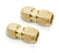 Lot de 2 raccords de raccordement 1/2" pour tuyaux en cuivre, rallonge de tuyau en cuivre, double raccord intermédiaire, pour raccordement immédiat, sans accessoires de soudure