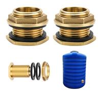 Lot de 2 Raccords de Réservoir Laiton 1 Pouce (25 mm), Passe-Cuve sans Filetage, Écrou de Serrage pour Citerne Eau de Pluie, Bac et Cuve