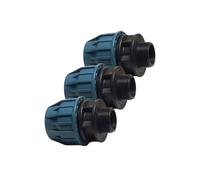 Lot de 2 raccords de serrage en polypropylène - 20 mm x 3/4" AG | Pince x filetage extérieur | Pression 16 bar | Raccord de tuyau en polyéthylène noir/bleu | Pour eau potable (DVGW/KIWA/WRAS/SVGW)