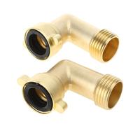 Lot de 2 raccords de tuyau d'arrosage coudés en laiton à 90 degrés + 4 rondelles d'étanchéité supplémentaires