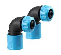 Lot de 2 raccords de tuyau d'arrosage - Lot de 2 adaptateurs coudés à 90 ° - Système de valve de distribution d'eau à dégagement rapide - Solution de raccordement d'arrosage anti-fuite - Résistant à