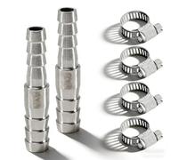 Lot de 2 raccords de tuyau de réduction en acier inoxydable 304 - 8 mm x 6 mm - Raccord de tuyau droit - Raccord de tuyau en forme de I à 2 voies - Adaptateur de tuyau de réduction