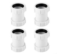 Lot de 2 raccords de tuyau droits en polypropylène de 40 mm avec joint souple pour baignoire, évier, douche, extension de raccord de plomberie en PVC anti-fuite, blanc, lot de 2