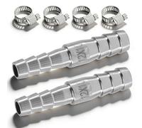 Lot de 2 raccords de tuyau en acier inoxydable 304 - Raccord de tuyau barb à 2 voies - 12 x 10 mm - 12 mm x 10 mm - Raccord de tuyau réducteur - Adaptateur barbelé - Pour eau, air