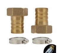 Lot de 2 raccords de tuyau en laiton 1" IG x 25 mm, Inclus 2 Colliers de Serrage et Ruban d'Étanchéité Fileté, pour Jardin et Utilisation Extérieure, Anti - rouille anti - gel et anti - corrosion