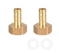 Lot de 2 raccords de tuyau en laiton 10 mm avec filetage femelle G1/2 et deux joints en silicone transparent