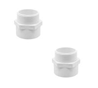 Lot de 2 raccords de tuyau en PVC, 75 mm - Manchon adhésif x G 2-1/2" - Adaptateur de raccord de transition pour tuyau, piscine, irrigation de jardin - Blanc