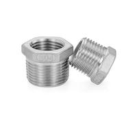 Lot de 2 raccords de tuyau NPT en acier inoxydable 304 1/2 mâle vers femelle 6,35 mm NPT, adaptateur de tuyau réducteur