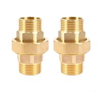 Lot de 2 raccords de tuyauterie à double filetage extérieur en laiton, connecteurs mâles de 1,27 à 1,7 cm avec anneaux d'étanchéité coniques pour systèmes d'eau, de chauffage, de gaz et de plomberie