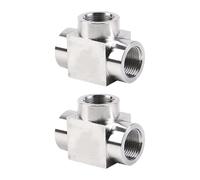 Lot de 2 raccords en T haute pression en acier inoxydable à 3 voies pour systèmes de plomberie Adaptateur de filetage femelle