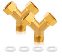 Lot de 2 raccords en Y pour tuyau pivotant 1/2", 1/2" IGxIGxAG en laiton - Répartiteur en Y avec joint torique - Raccord mobile en laiton 1/2" - 2 voies - Raccord d'eau DN15
