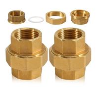 Lot de 2 raccords filetés en laiton 3/8", 3/8" IG/IG | Raccord conique avec filetage intérieur DN10 pour installations d'eau et de chauffage