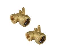 Lot de 2 raccords muraux en laiton 90° 1" Filetage intérieur pour tuyau PE de 32 mm comme support mural avec plaque de montage pour tuyau d'eau dans le jardin ou la maison (angle mural en laiton 90° 1