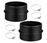 Lot de 2 raccords ronds de 75 mm pour tuyau de ventilation avec 4 colliers de serrage en acier inoxydable - Accessoire de chauffage auxiliaire - En plastique - Pour applications de chauffage ou de