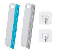 Lot de 2 raclettes essuie-glace, 2 crochets transparents, essuie-douche multifonction silicone, sans marques, convient fenêtre, miroir, salle bain, voiture, verre
