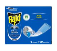 LOT DE 2 - Raid Diffuseur électrique plaquettes sans odeur, anti moustiques et moustiques tigres + 10 recharges