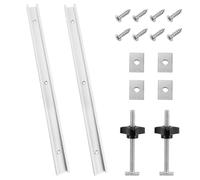Lot de 2 Rail T Track 400MM, Mitre Track Fente, avec 2 Curseurs M6, 2 Curseurs M8, 8 Vis Auto-adhésives, pour le Travail du Bois