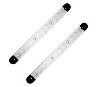 Lot de 2 rails d'arrimage aéronautiques en aluminium de 30 cm avec embouts - Rail d'arrimage pour camion, camping-car et remorque | Barre d'arrimage rectangulaire anodisée | Percé avec œillets