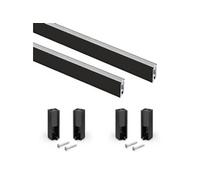 Lot de 2 rails de penderie Luxe de 0,75 m de long avec supports, Aluminium et Plastique, Peint en noir texturé