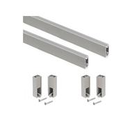 Lot de 2 rails de penderie Luxe de 0,75 m de long avec supports, Aluminium et Plastique, Peint gris pierre