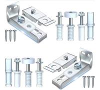 Lot de 2 rails de porte à deux volets, kit de réparation de porte pliante avec pivots de 0,95 cm, roue de guidage et supports de 2,2 cm à 2,5 cm, matériel de pivot supérieur en métal pour portes