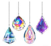 Lot de 2 rallonges de chaîne de traction pour ventilateur, 53,3 cm, perles décoratives pour ventilateurs de plafond et lampes, perles de verre violettes avec connecteurs en cuivre pour décoration