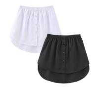 Lot de 2 rallonges de chemise pour femme - Jupe - Extension de chemise - Faux top - Jupe - Layering Top Jupe - Ourlet décontracté, a, M