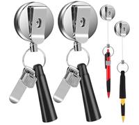 Lot de 2 rallonges de crayons auto-rétractables avec câble en acier 68 6 cm vis pour installation porte-crayons charpentier pour charpentiers ouvriers du bâtiment et maçons pierre.